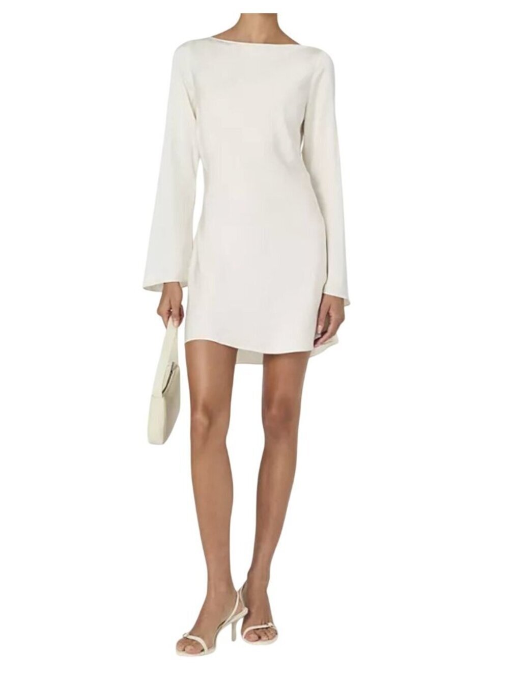NWT French Connection Ennis Satin Mini Dress Classic Cream 12 MSRP $148